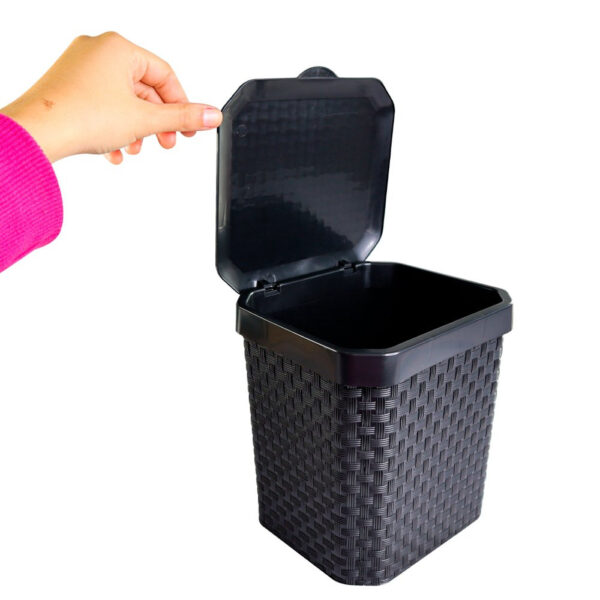 Lixeira de Pia Rattan com Tampa Preta 5 Litros - Imagem 4