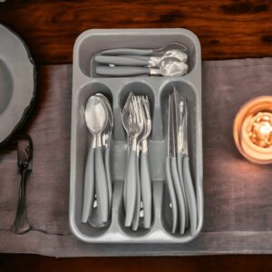Kit de Talheres em Aço Inoxidável 25 Peças - Cinza